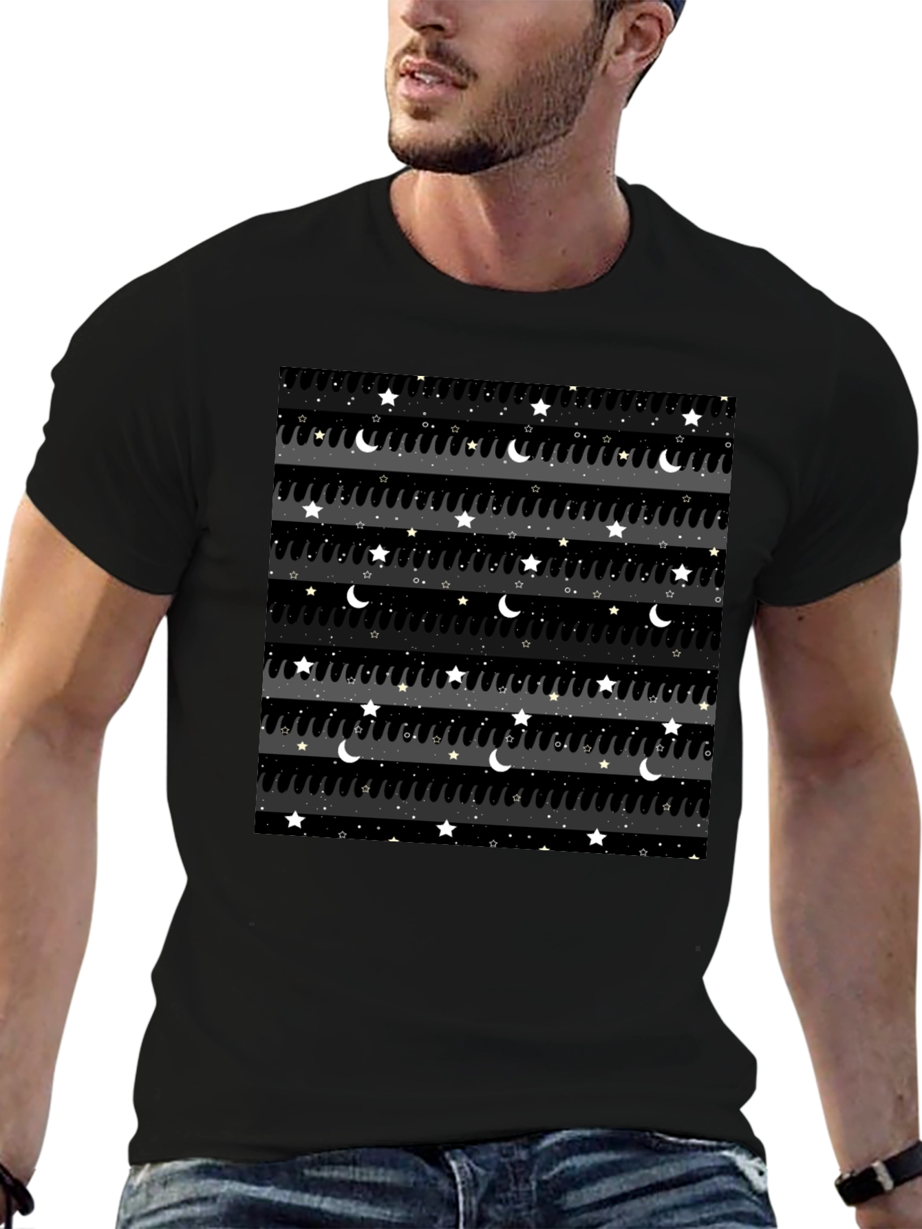 Starry Night Drip Tee - Stylish Graphic T-Shirt
