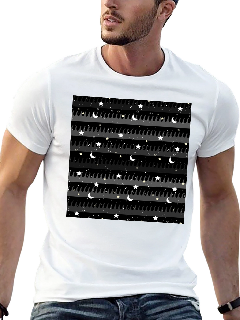 Starry Night Drip Tee - Stylish Graphic T-Shirt