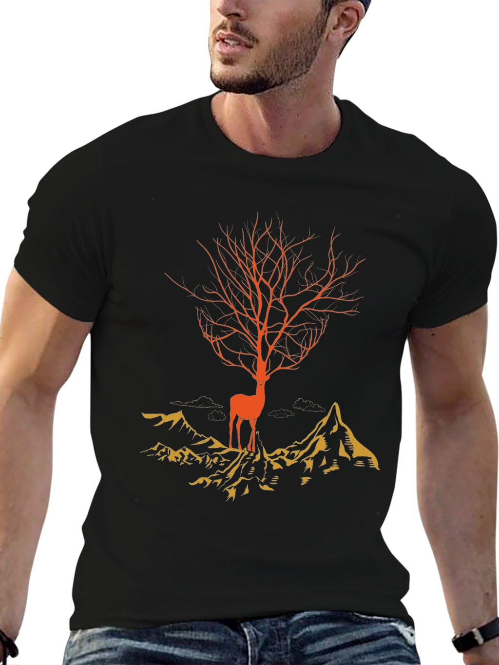 Deer Tree Graphic Tee - Nature Inspired Design
