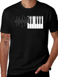 Piano Keys & Waves Graphic Tee - Black T-Shirt