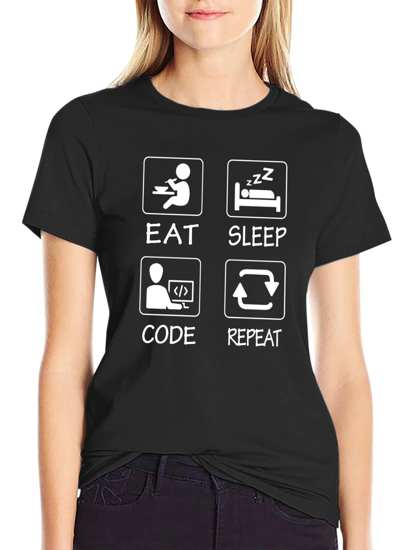 Eat Sleep Code Repeat Graphic Tee - Programmer Shirt