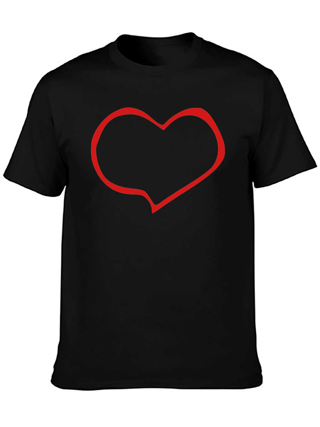Black T-Shirt with Red Heart Outline