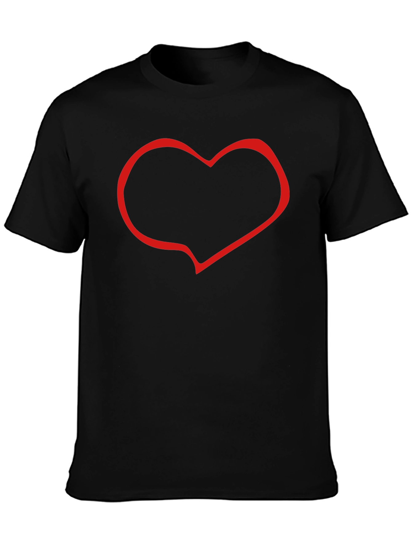 Black T-Shirt with Red Heart Outline