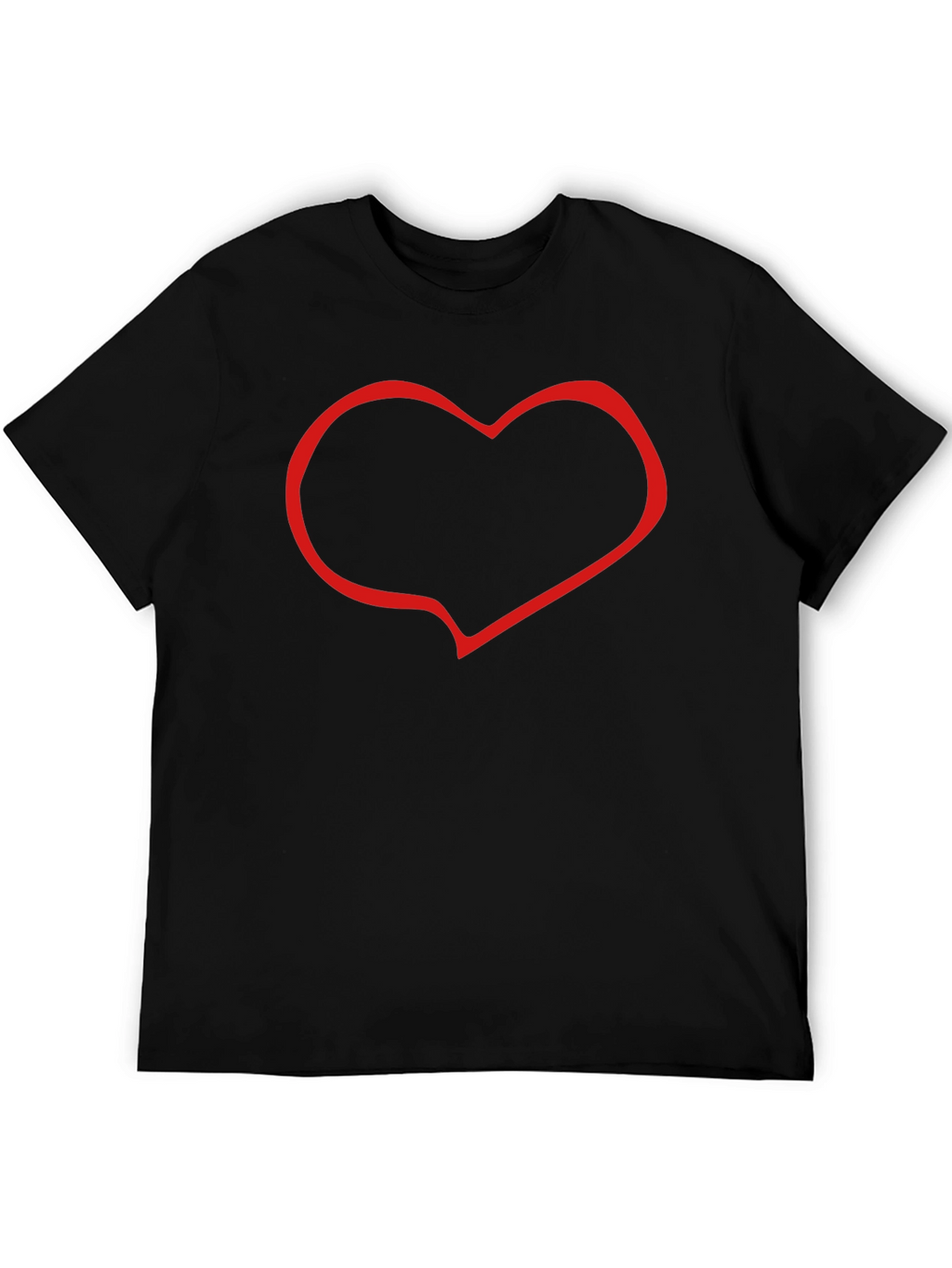 Black T-Shirt with Red Heart Outline