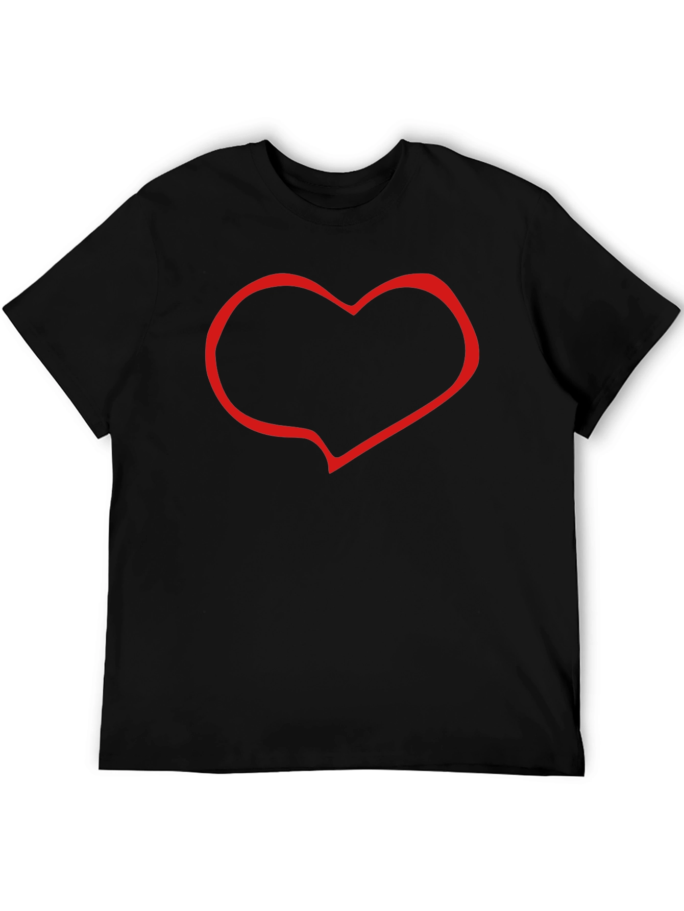 Black T-Shirt with Red Heart Outline