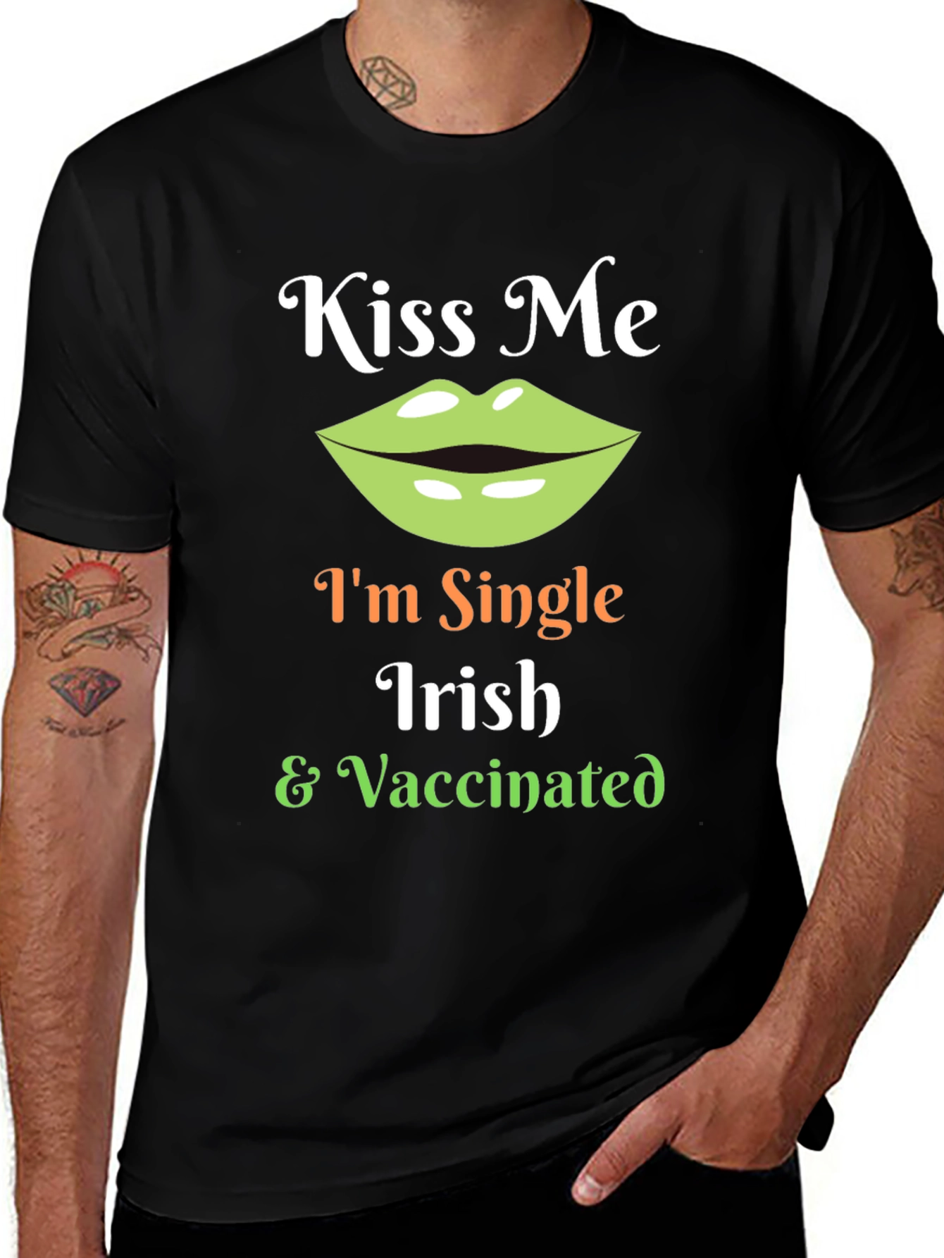 Kiss Me Im Single Irish & Vaccinated T-Shirt