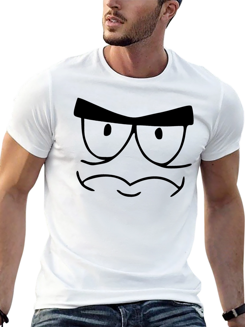 Angry Face Graphic Tee - Mens Black T-Shirt
