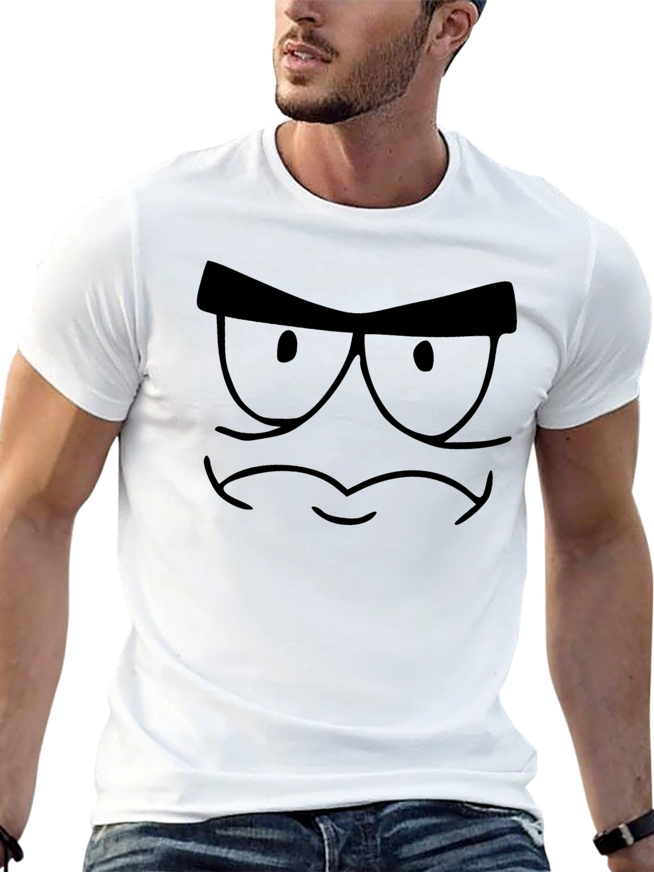 Angry Face Graphic Tee - Mens Black T-Shirt