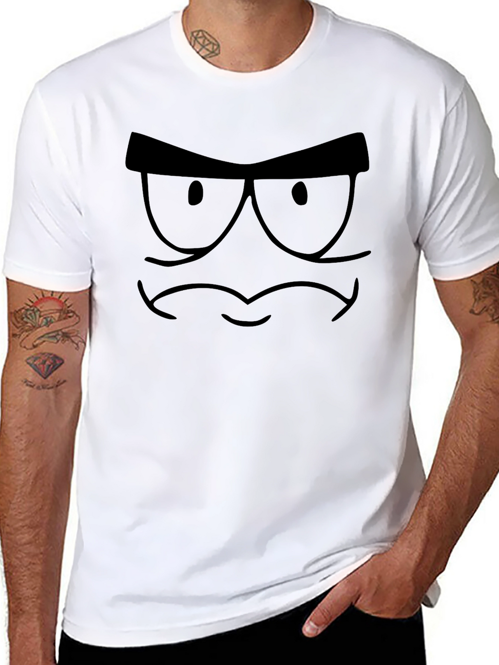 Angry Face Graphic Tee - Mens Black T-Shirt