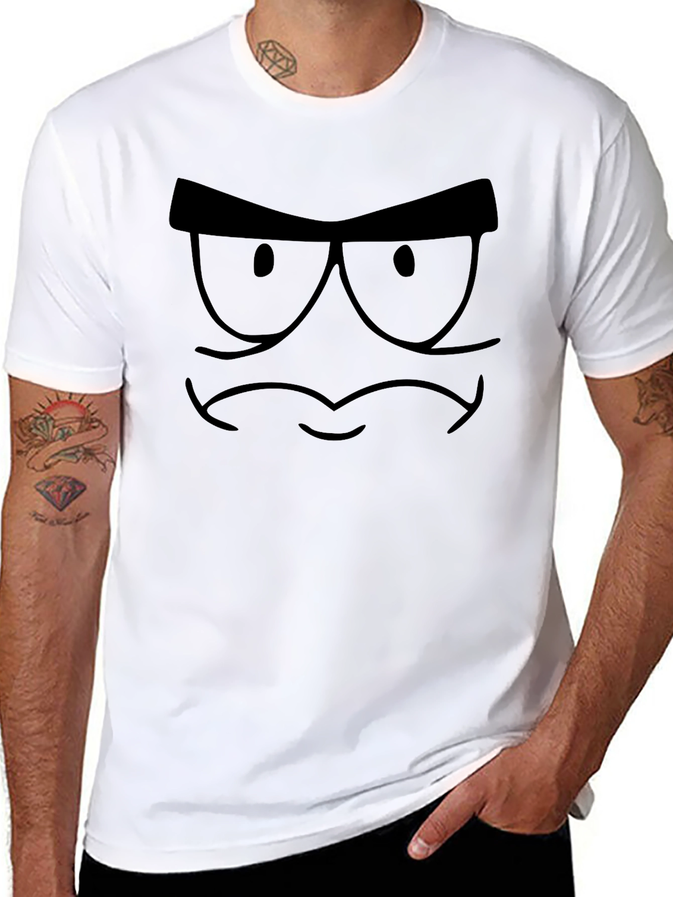 Angry Face Graphic Tee - Mens Black T-Shirt