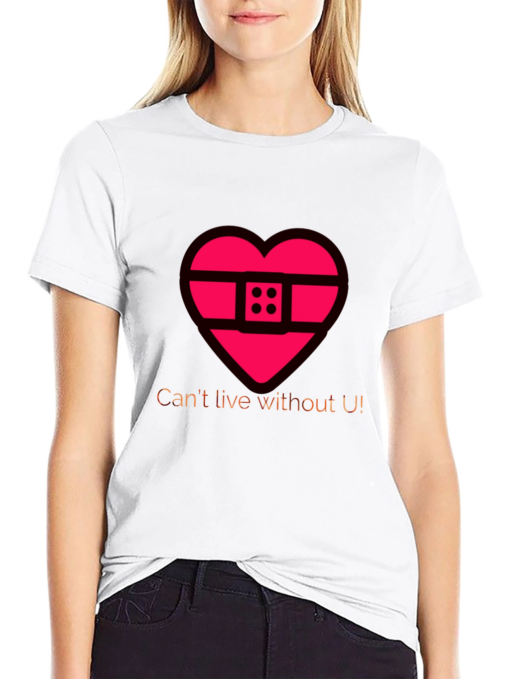 Heart Band-Aid Graphic Tee - Cant Live Without U!