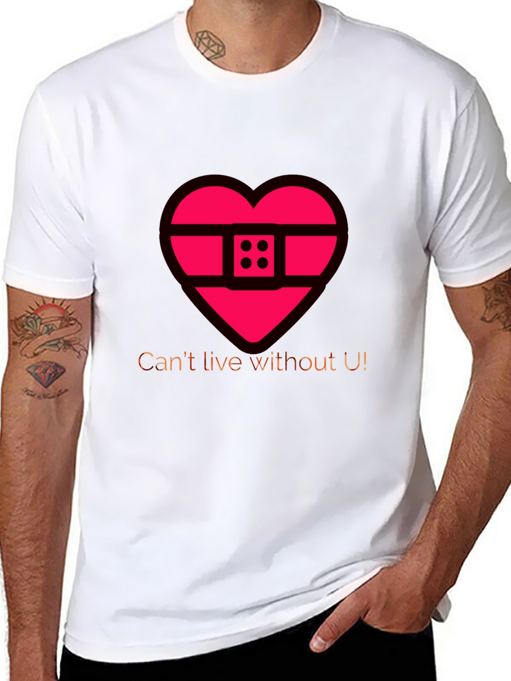 Heart Band-Aid Graphic Tee - Cant Live Without U!