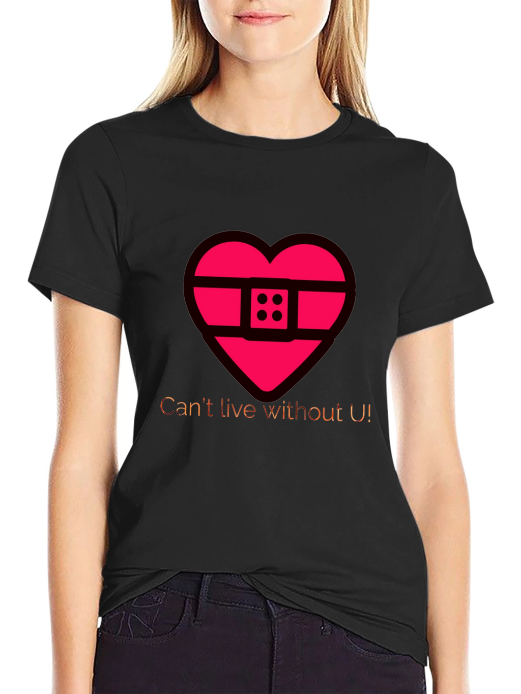 Heart Band-Aid Graphic Tee - Cant Live Without U!