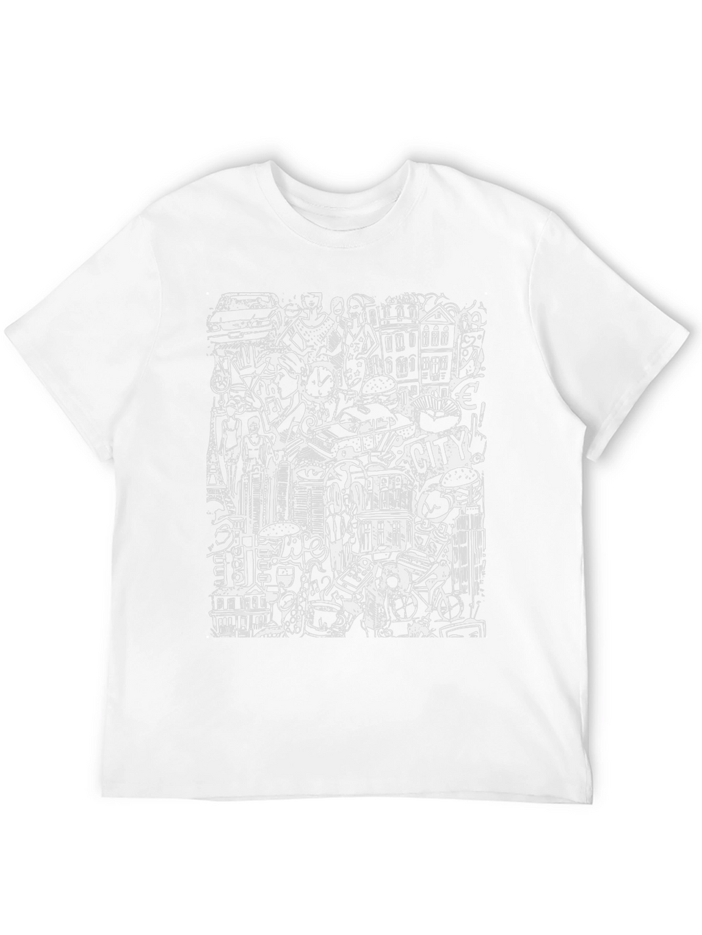 Cityscape Doodle Graphic Tee - Black Urban Style
