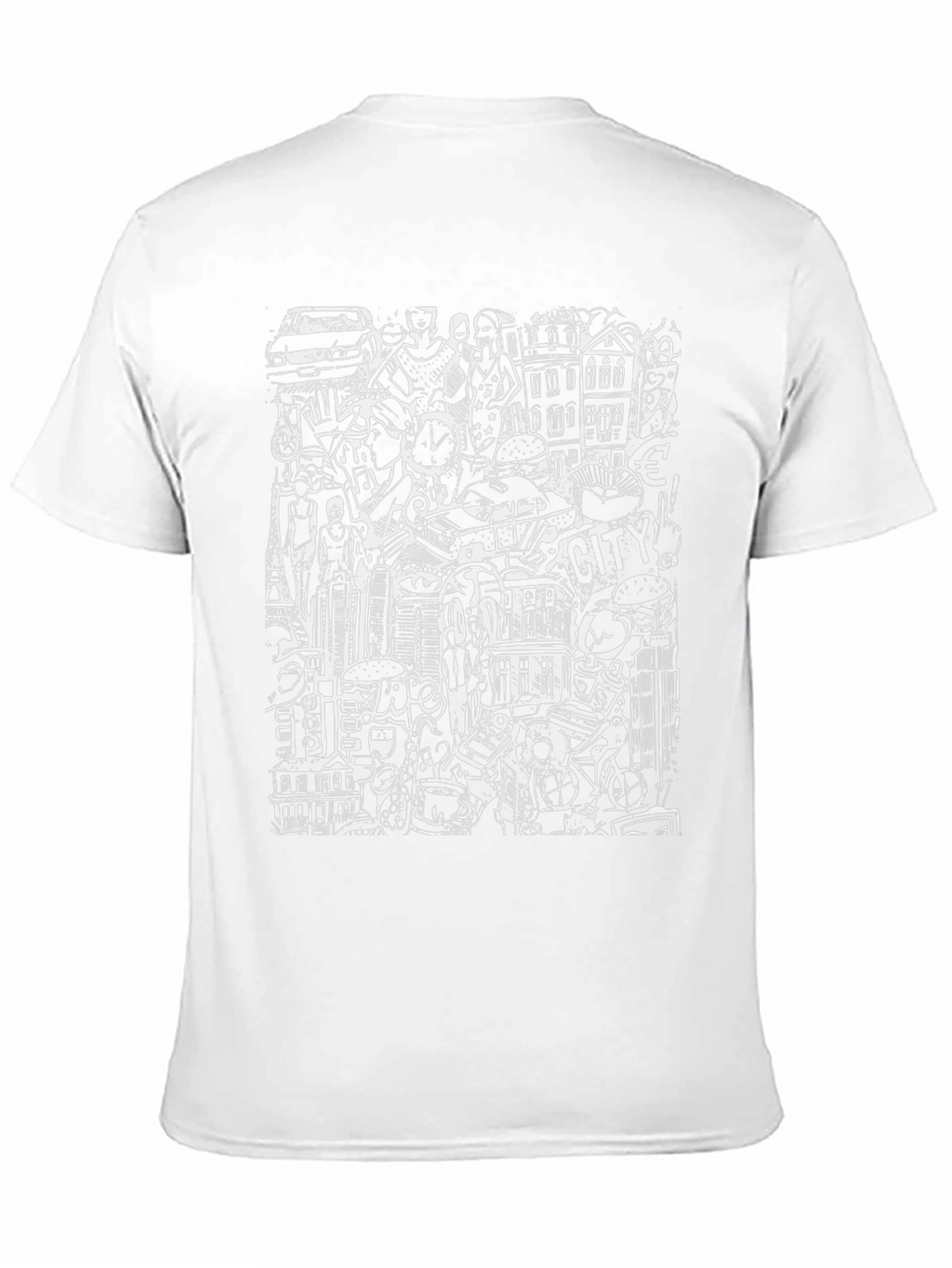Cityscape Doodle Graphic Tee - Black Urban Style
