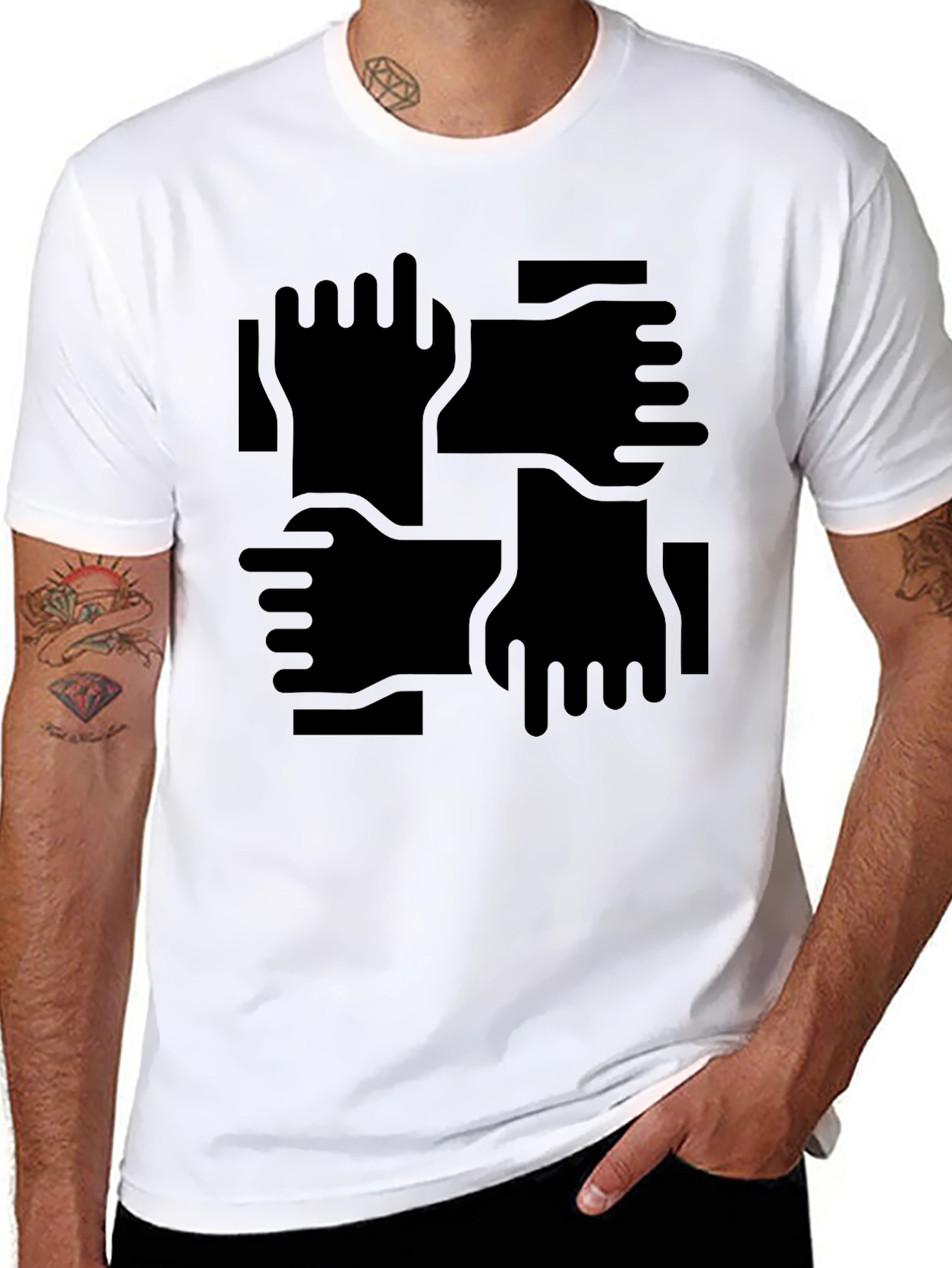 Abstract Hand Print Black T-Shirt