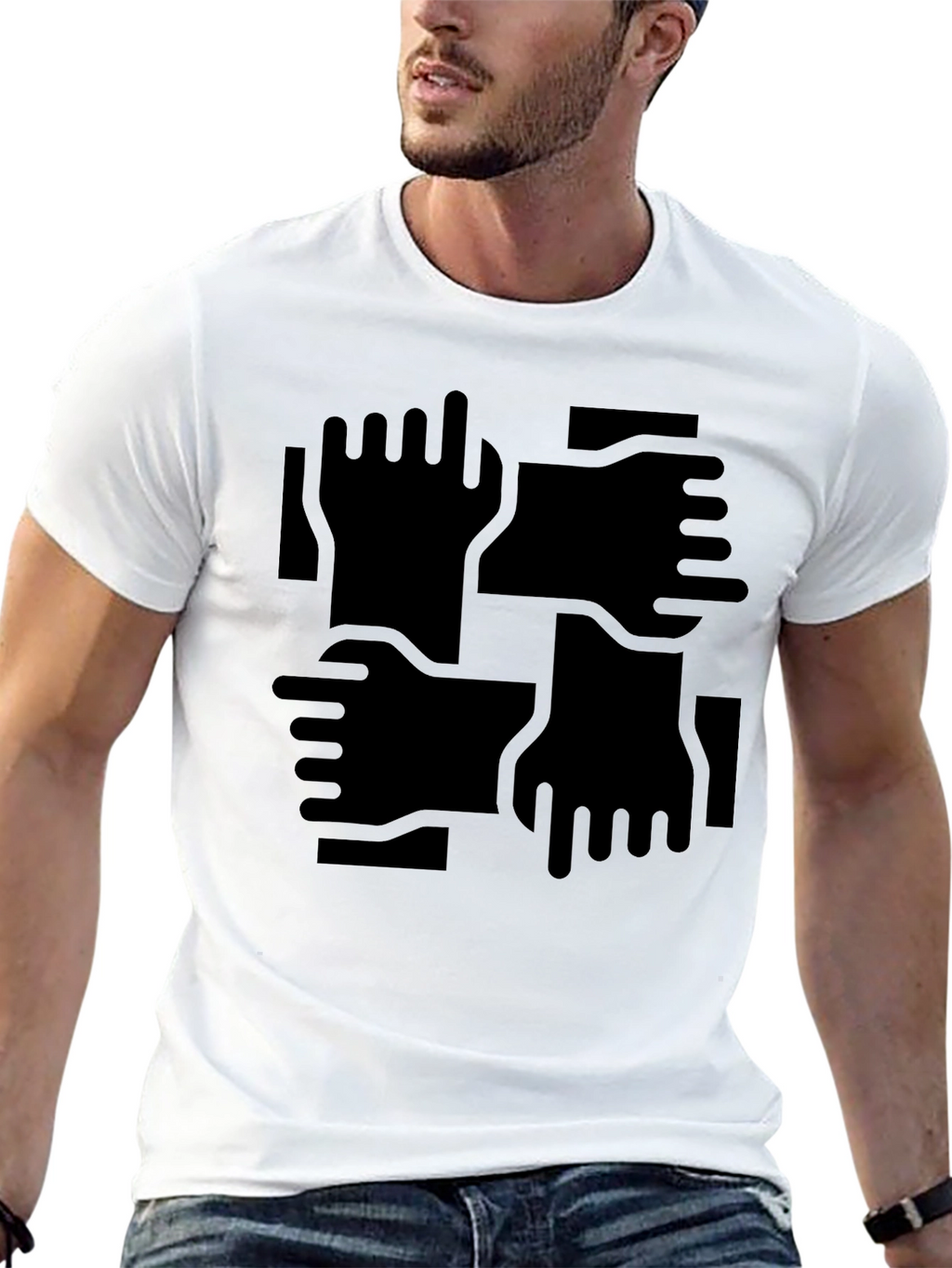 Abstract Hand Print Black T-Shirt