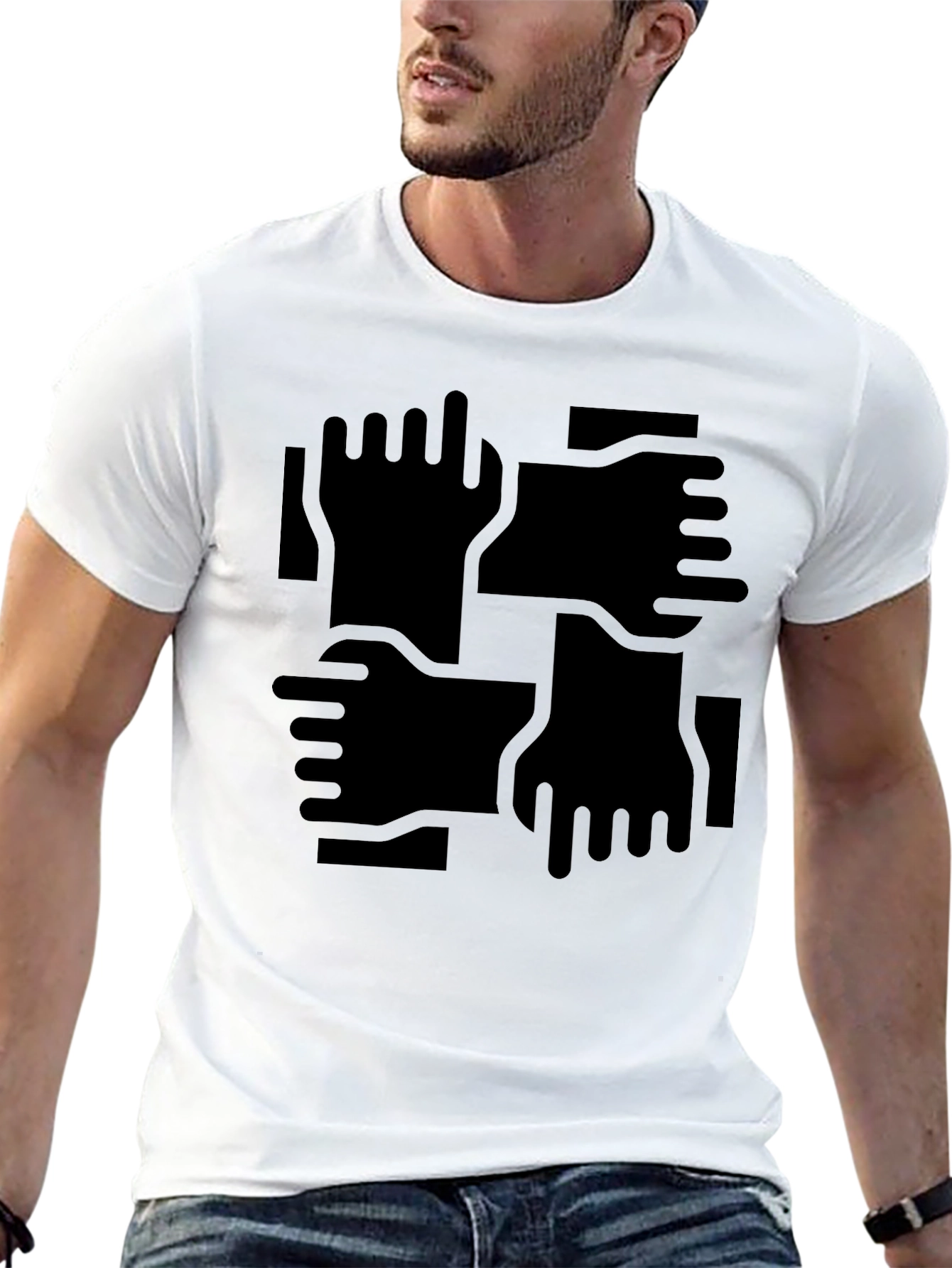 Abstract Hand Print Black T-Shirt