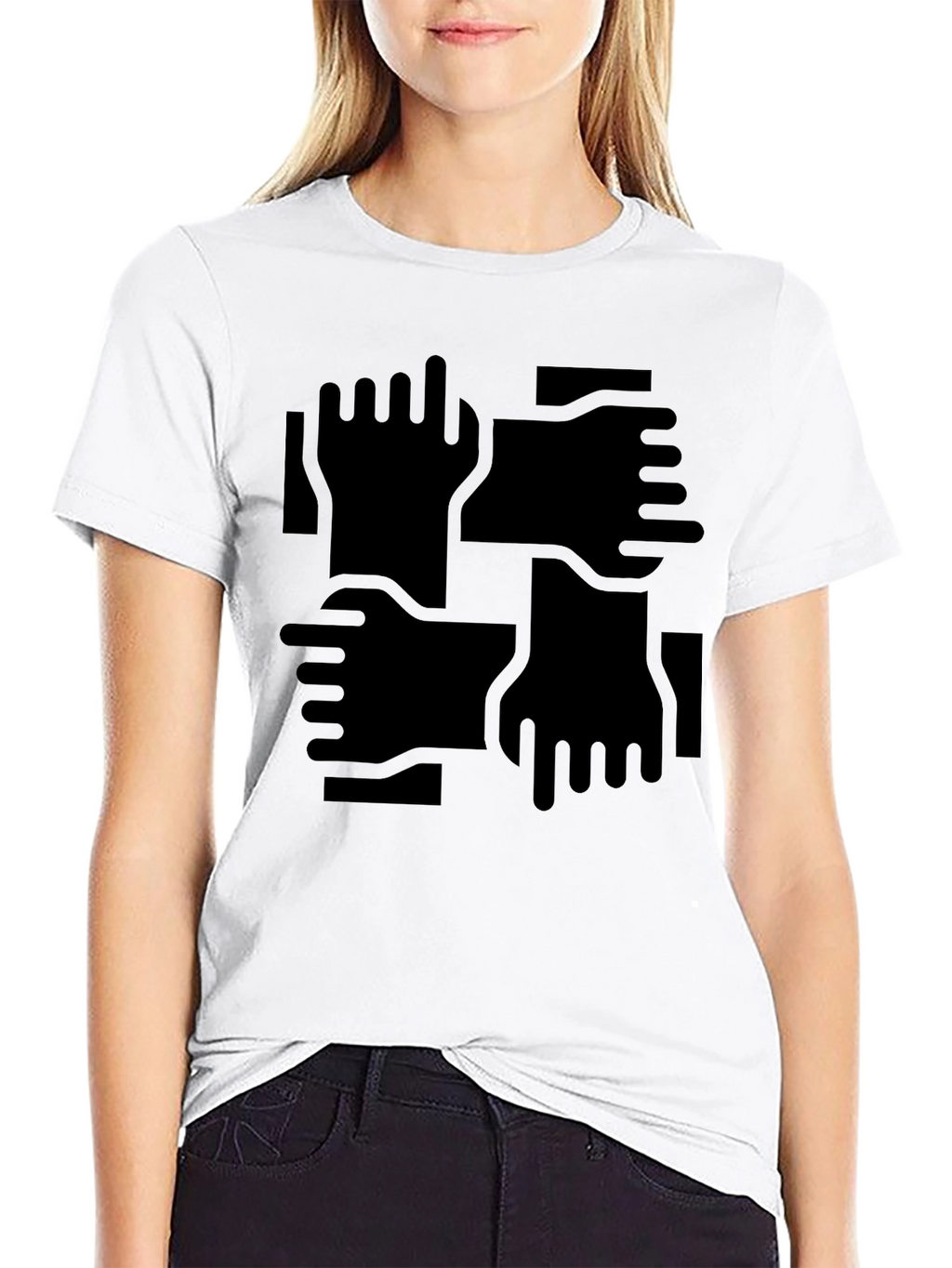 Abstract Hand Print Black T-Shirt