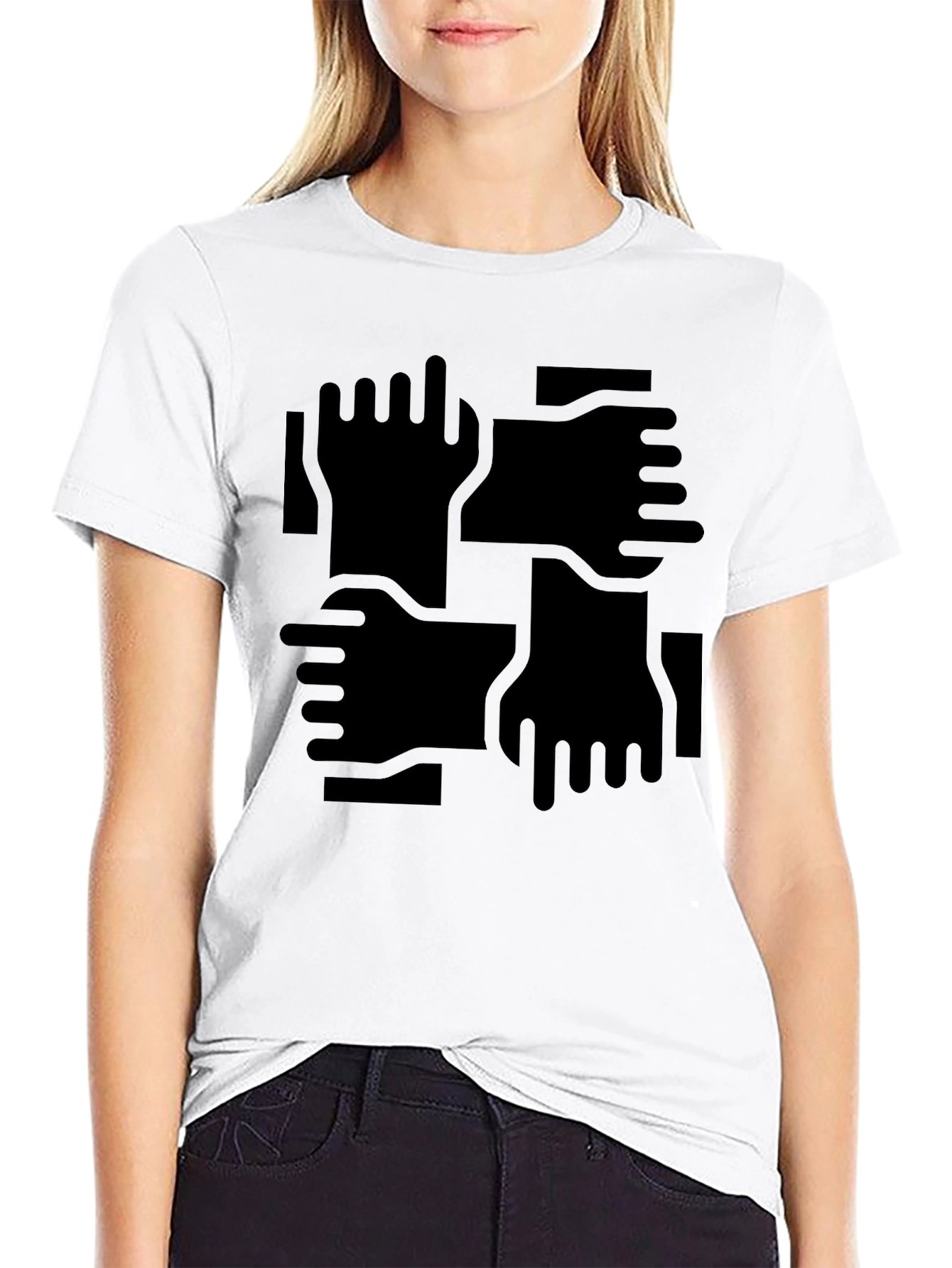 Abstract Hand Print Black T-Shirt