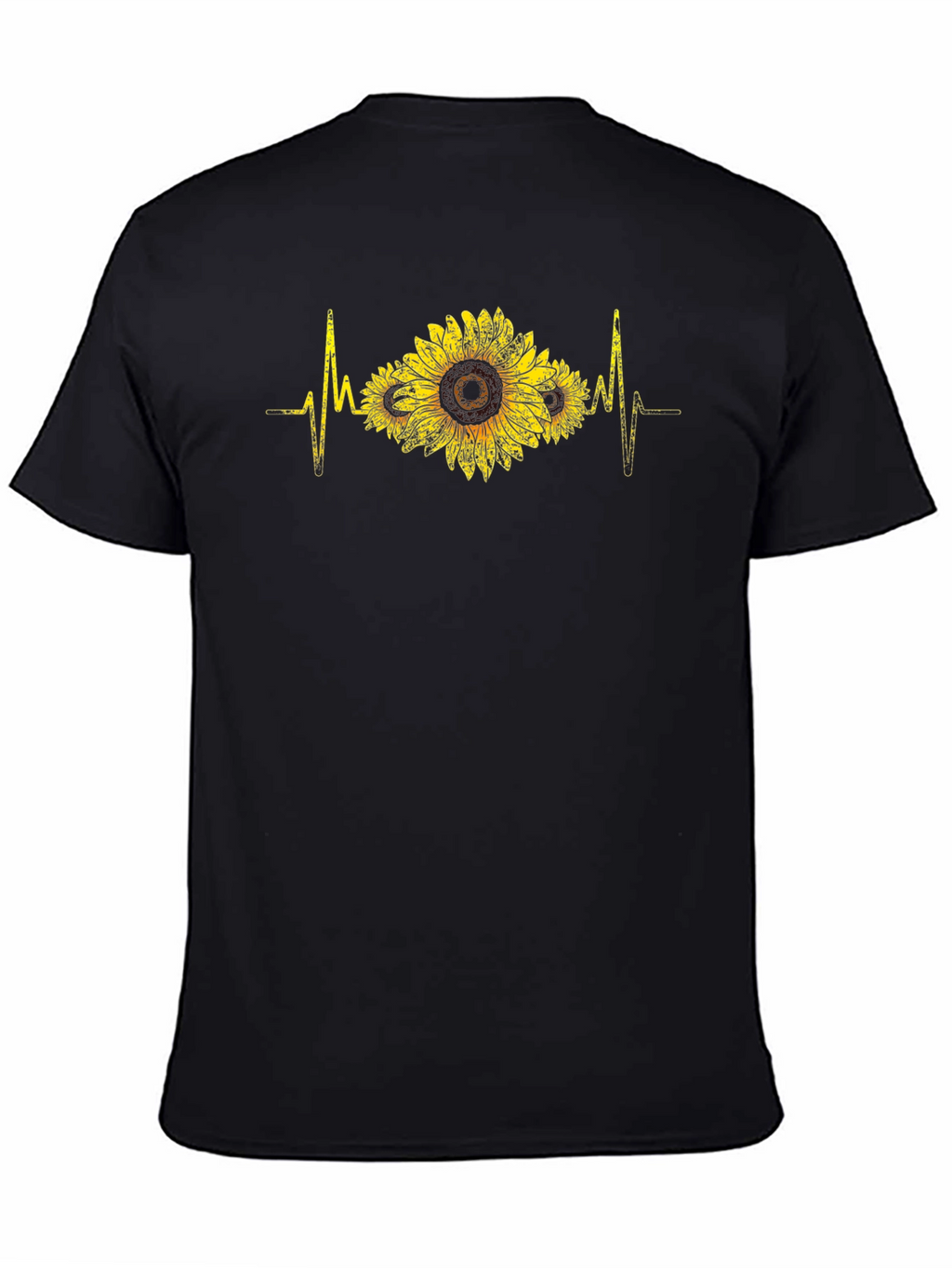 Sunflower Heartbeat Black T-Shirt