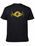 Sunflower Heartbeat Black T-Shirt