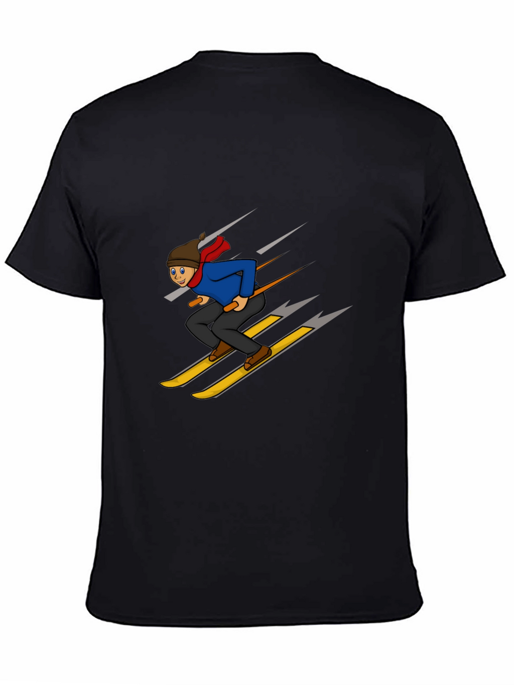 Cartoon Skier Graphic T-Shirt