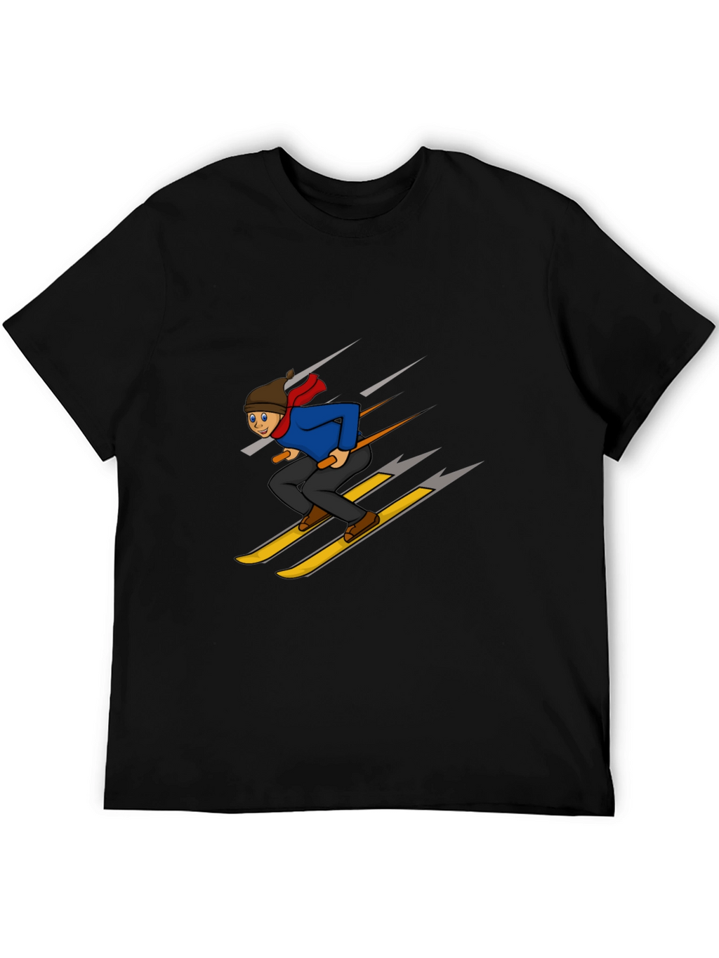 Cartoon Skier Graphic T-Shirt