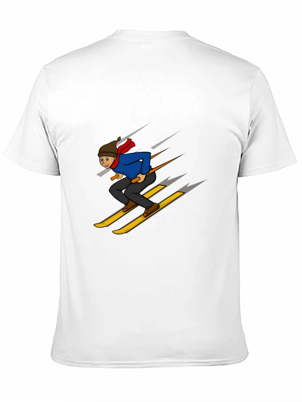 Cartoon Skier Graphic T-Shirt
