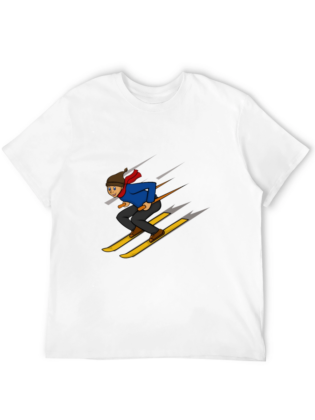Cartoon Skier Graphic T-Shirt