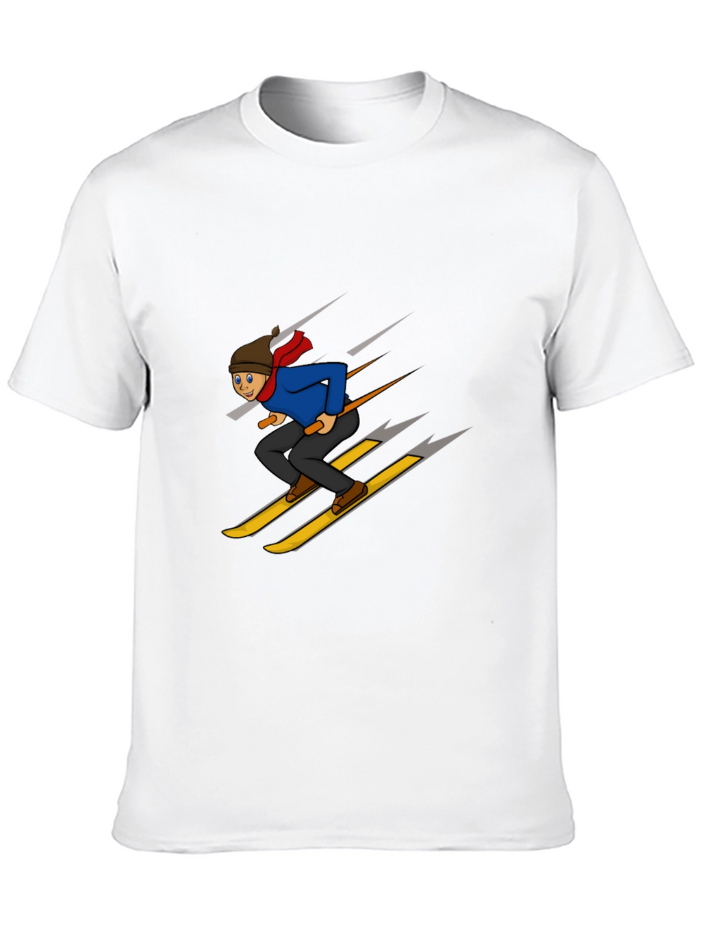 Cartoon Skier Graphic T-Shirt