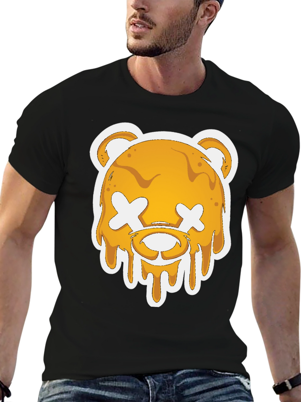 Honey Drip Bear Graphic Tee - Black