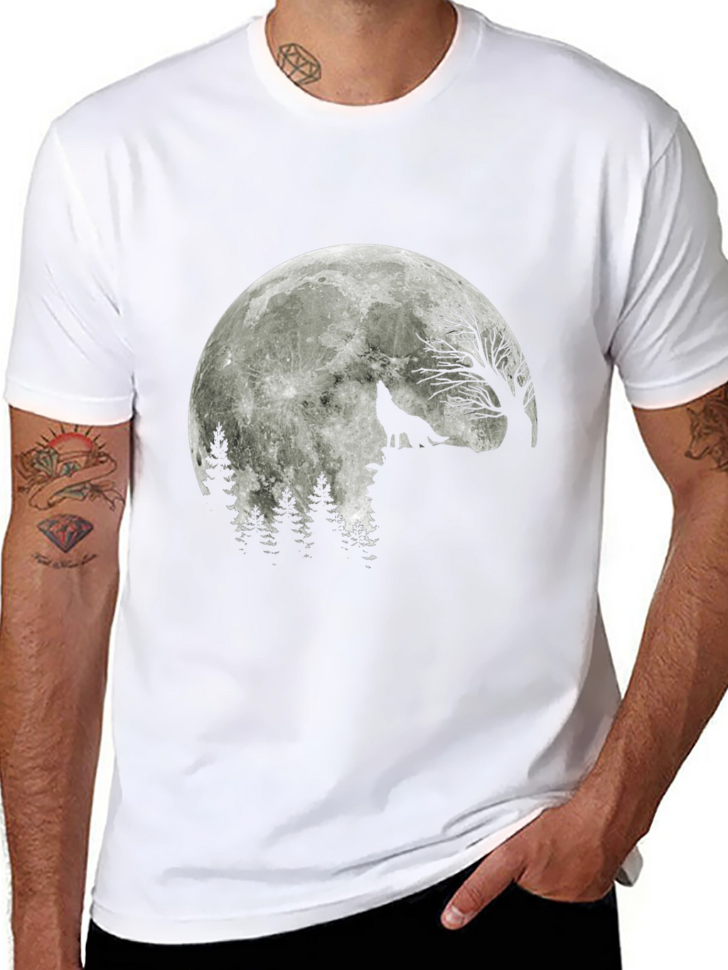 Wolf Moon T-Shirt - Black Graphic Tee