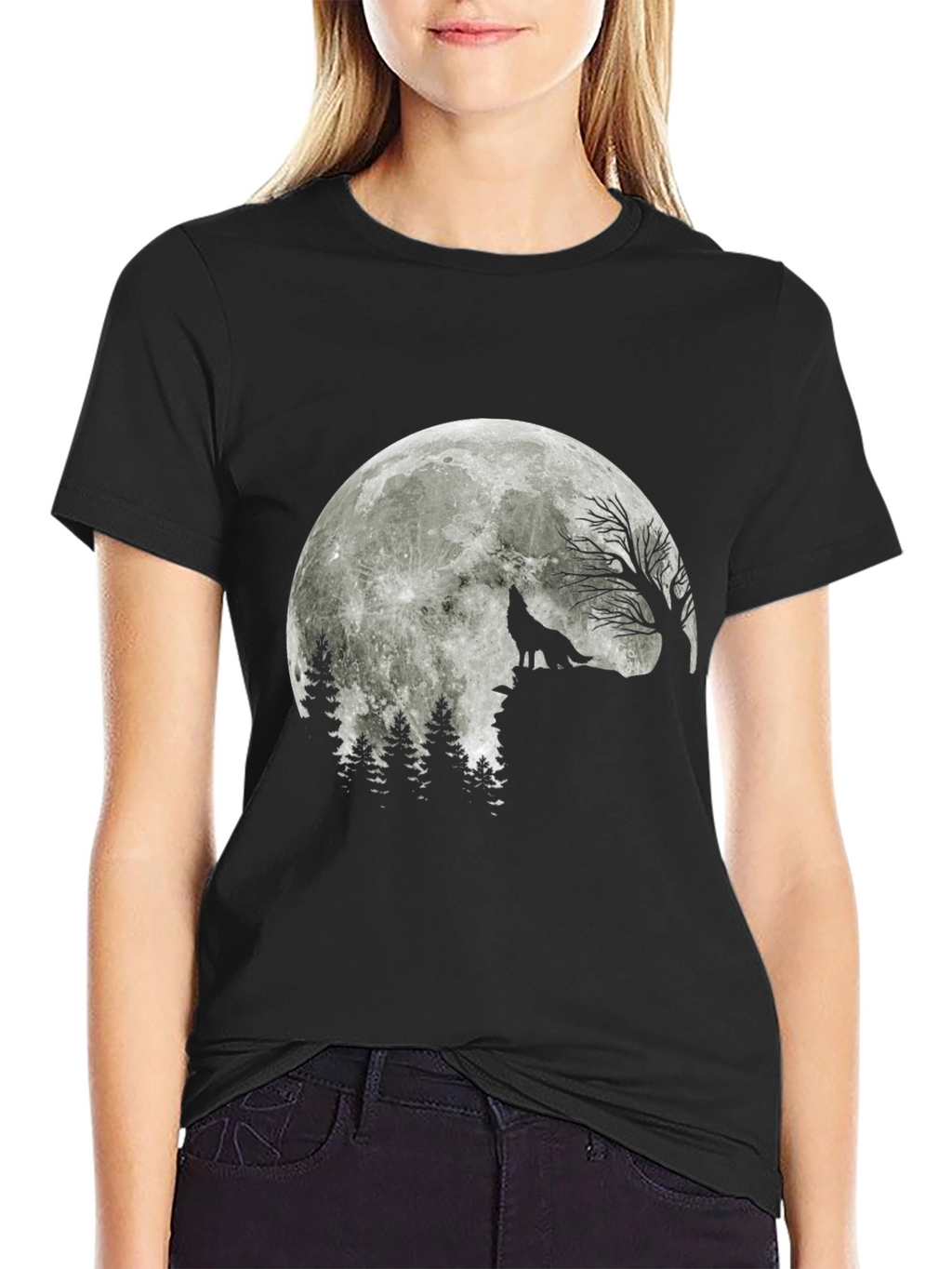 Wolf Moon T-Shirt - Black Graphic Tee