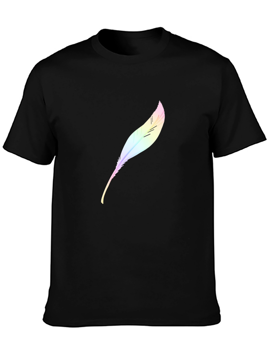 Mens Black T-Shirt with Feather Design