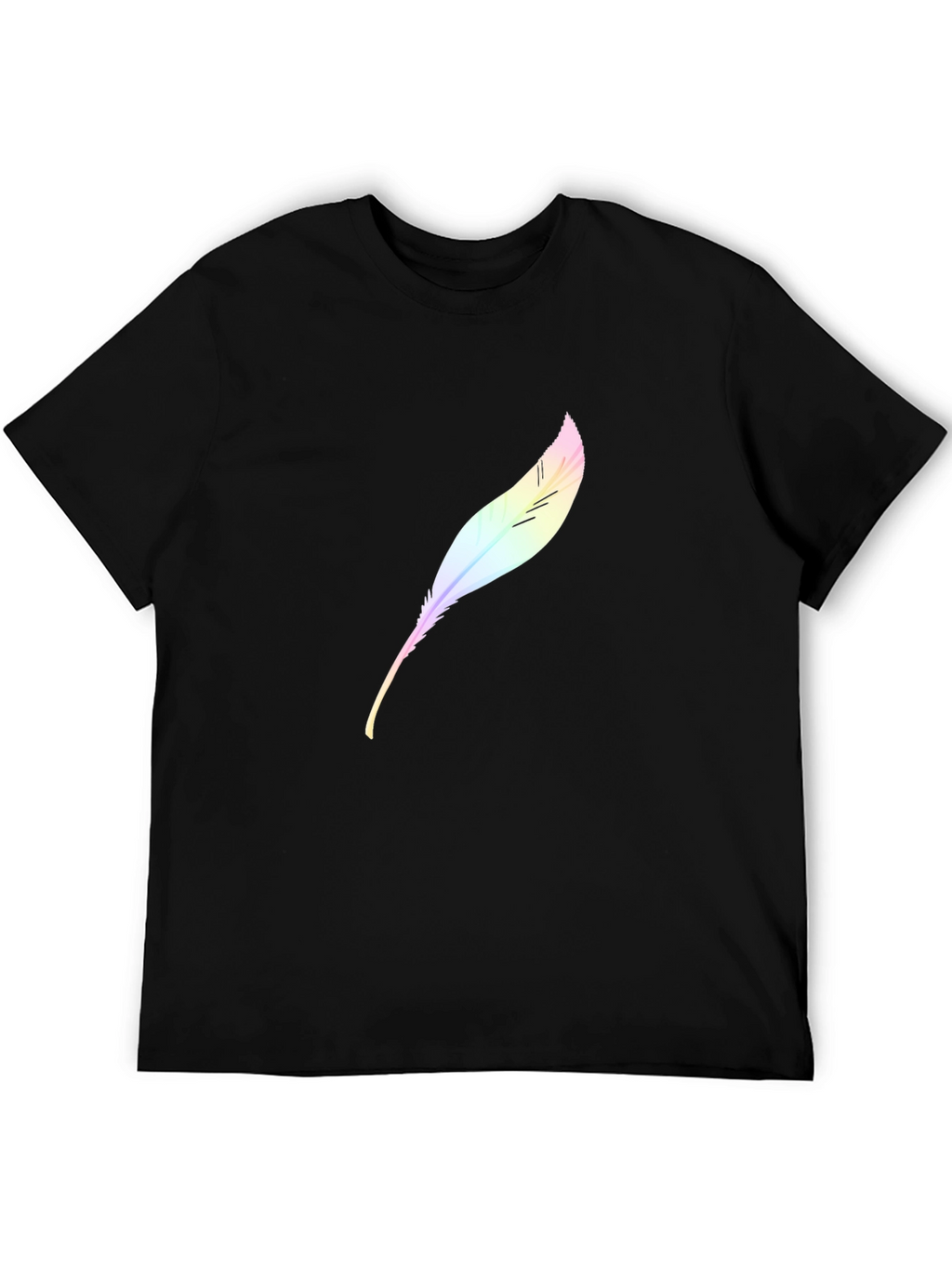 Mens Black T-Shirt with Feather Design