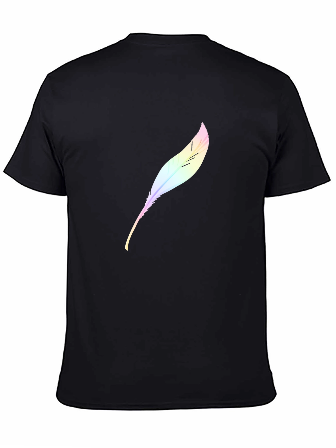 Mens Black T-Shirt with Feather Design
