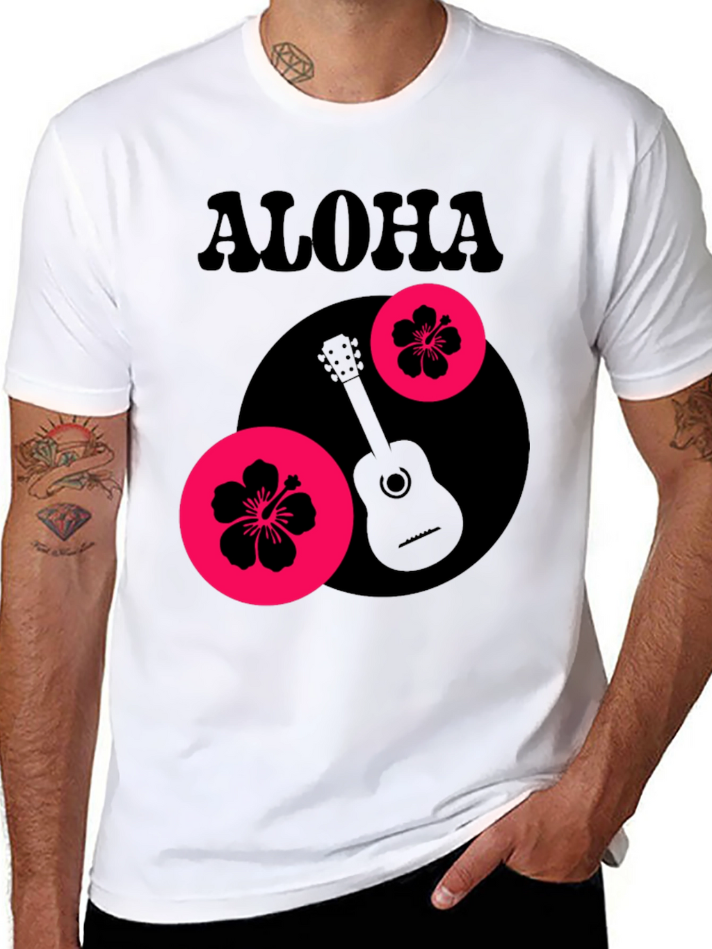 Aloha Graphic Tee - Tropical Guitar Design