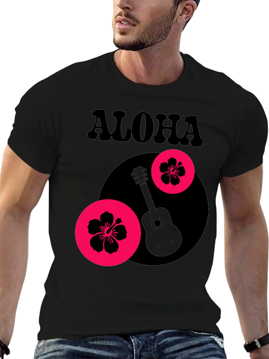 Aloha Graphic Tee - Tropical Guitar Design