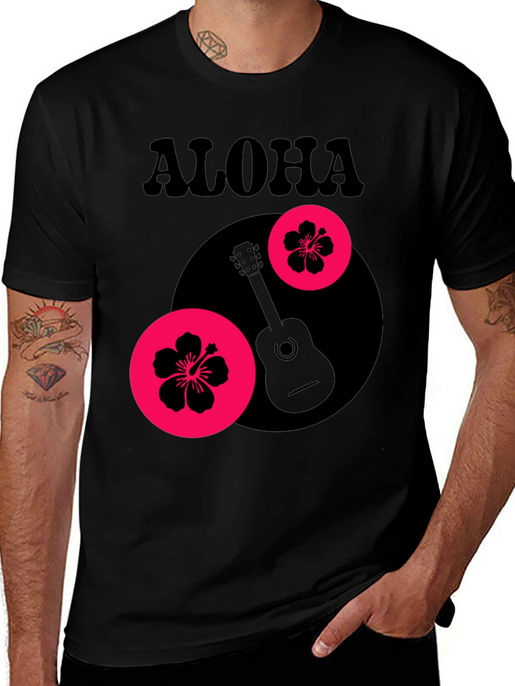 Aloha Graphic Tee - Tropical Guitar Design
