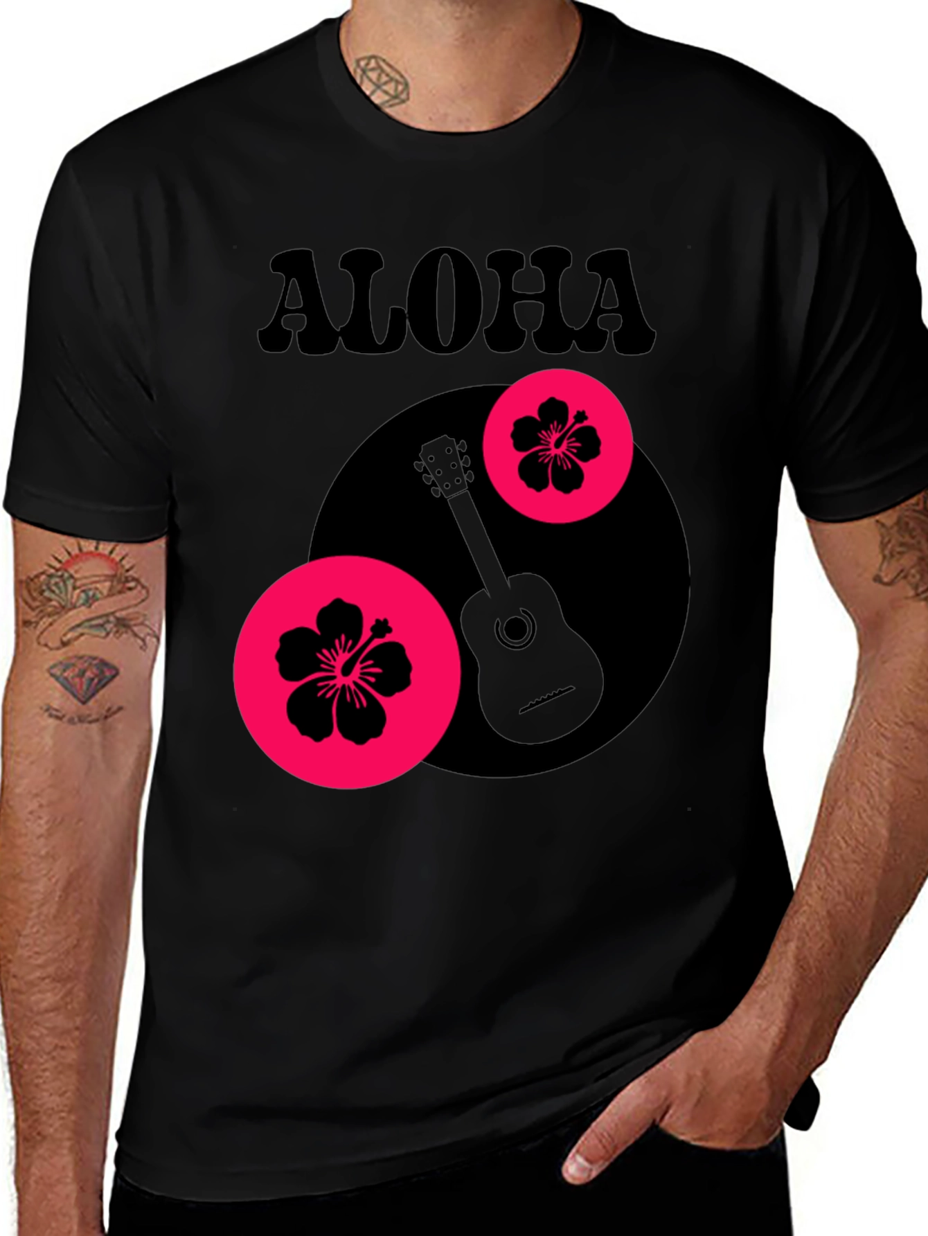 Aloha Graphic Tee - Tropical Guitar Design