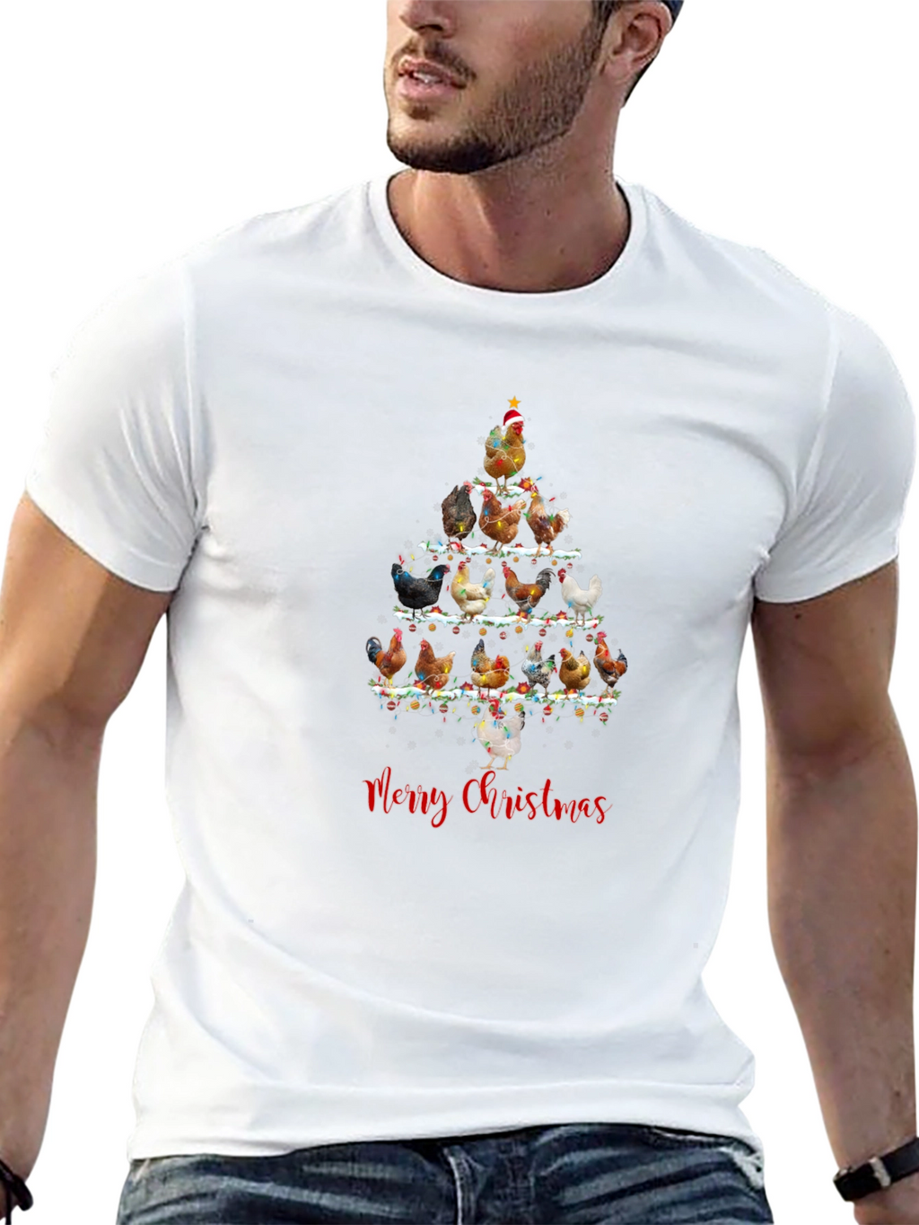Chicken Christmas Tree Graphic Tee