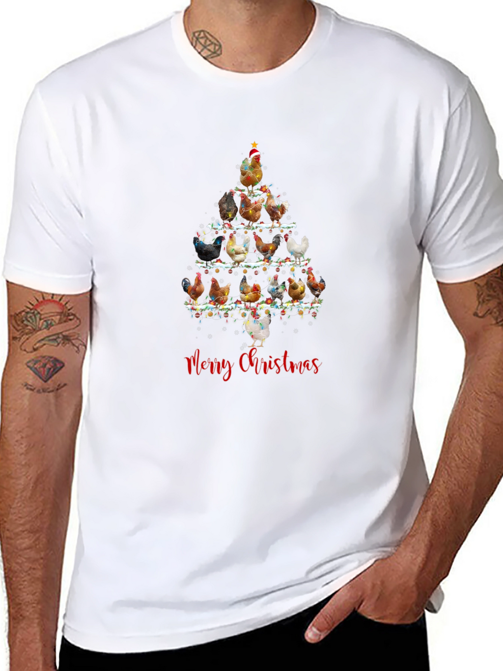 Chicken Christmas Tree Graphic Tee