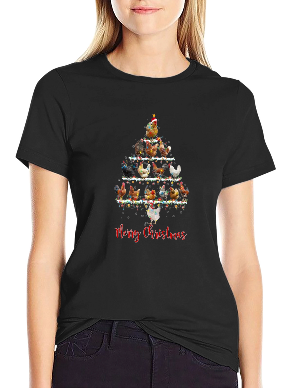 Chicken Christmas Tree Graphic Tee