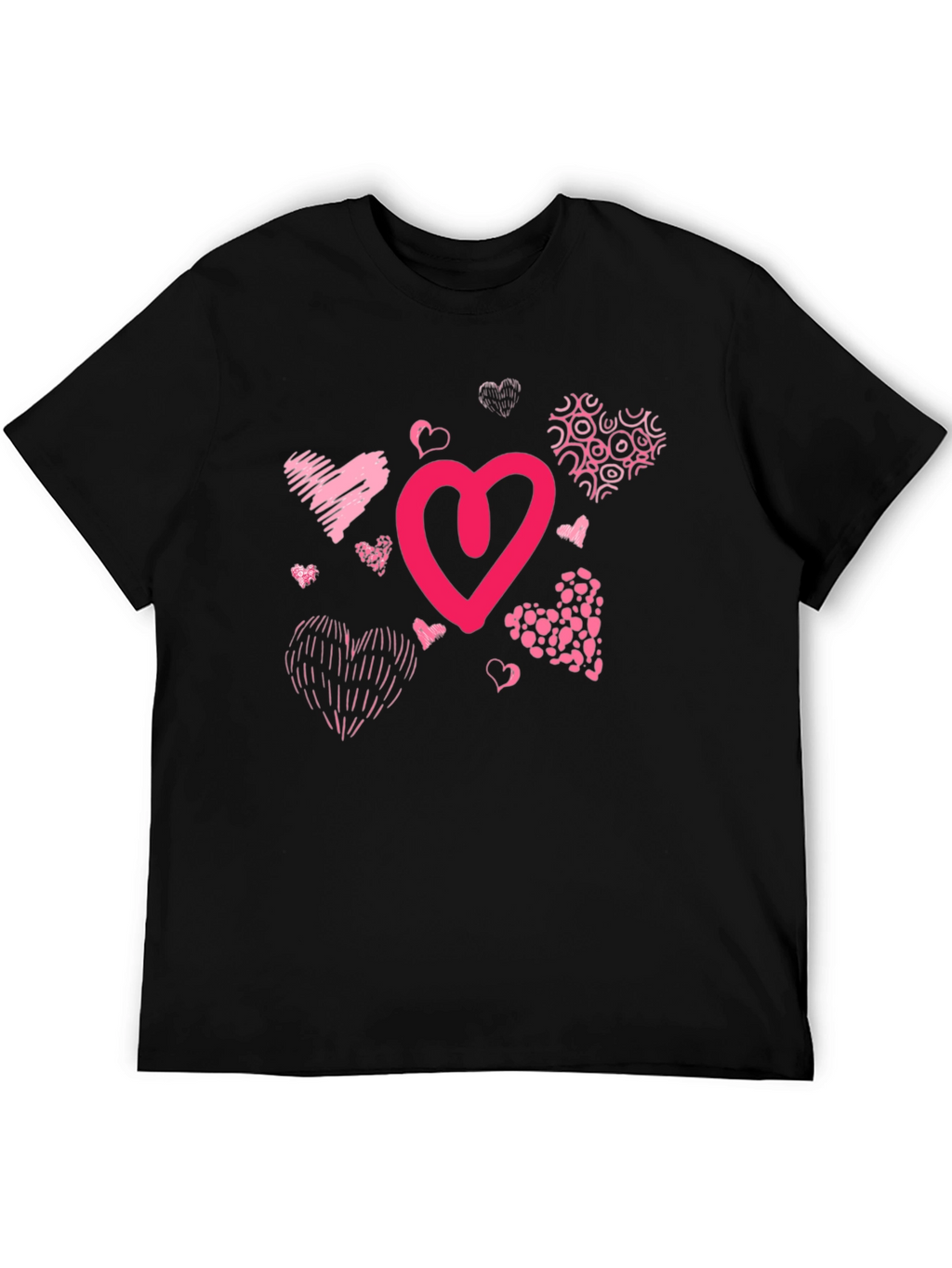 Heart Print Black T-Shirt