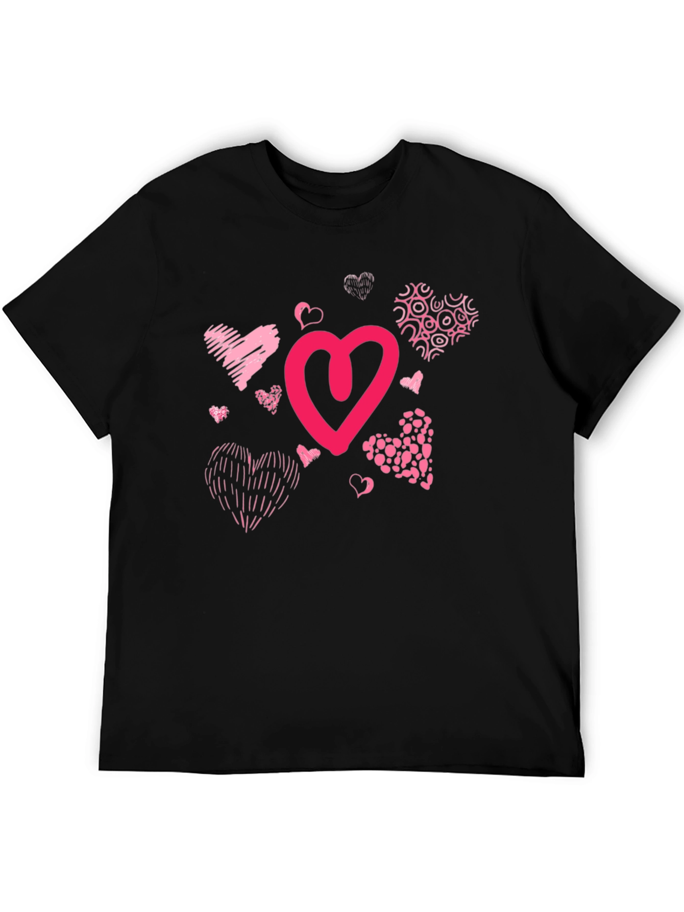 Heart Print Black T-Shirt
