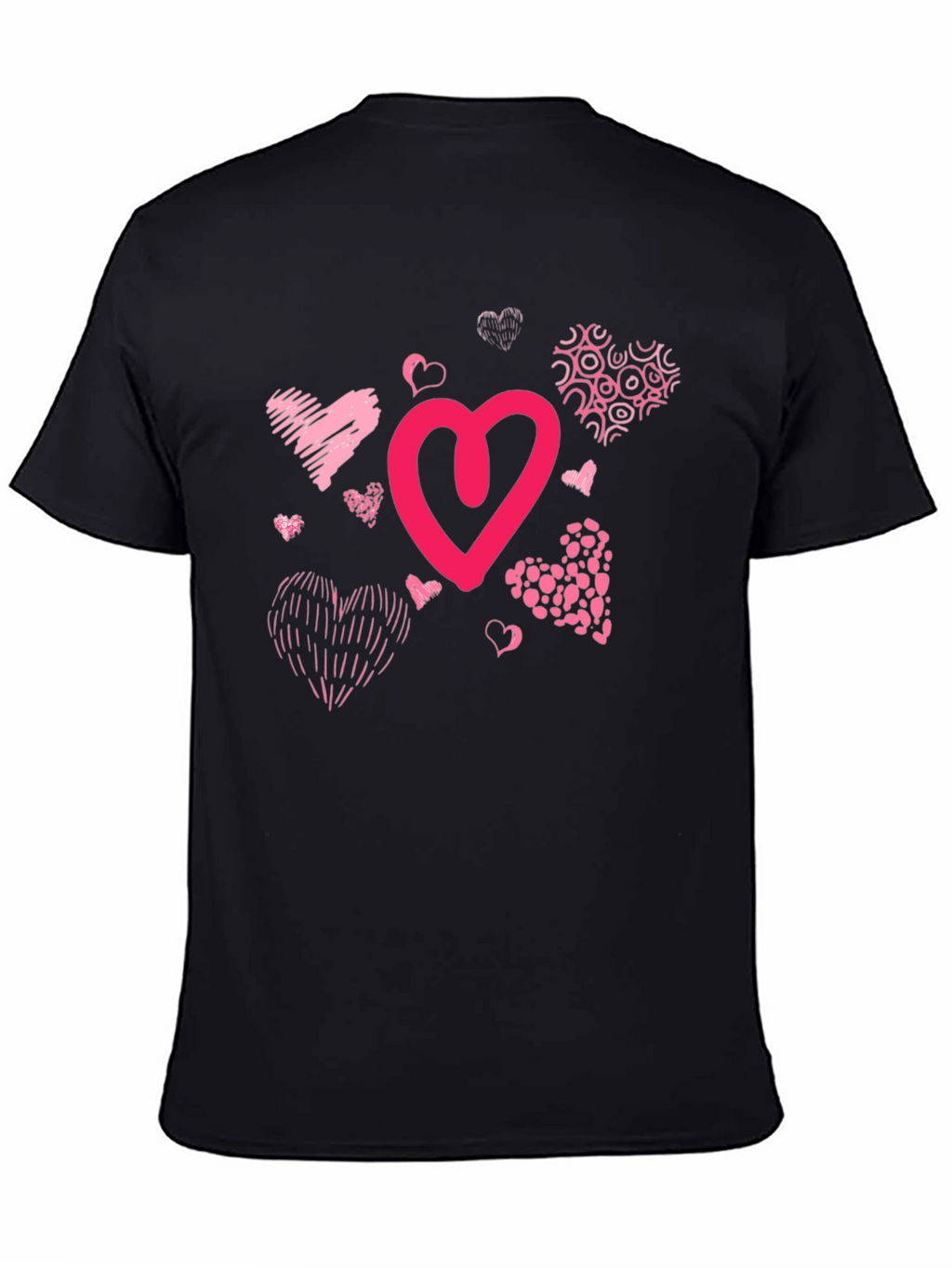 Heart Print Black T-Shirt