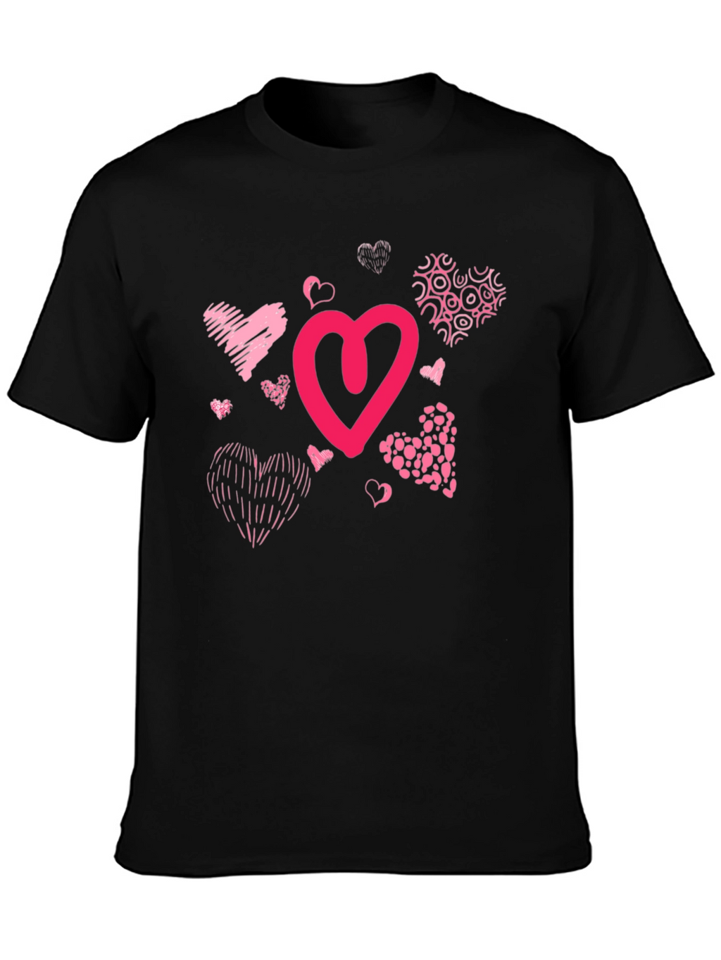 Heart Print Black T-Shirt