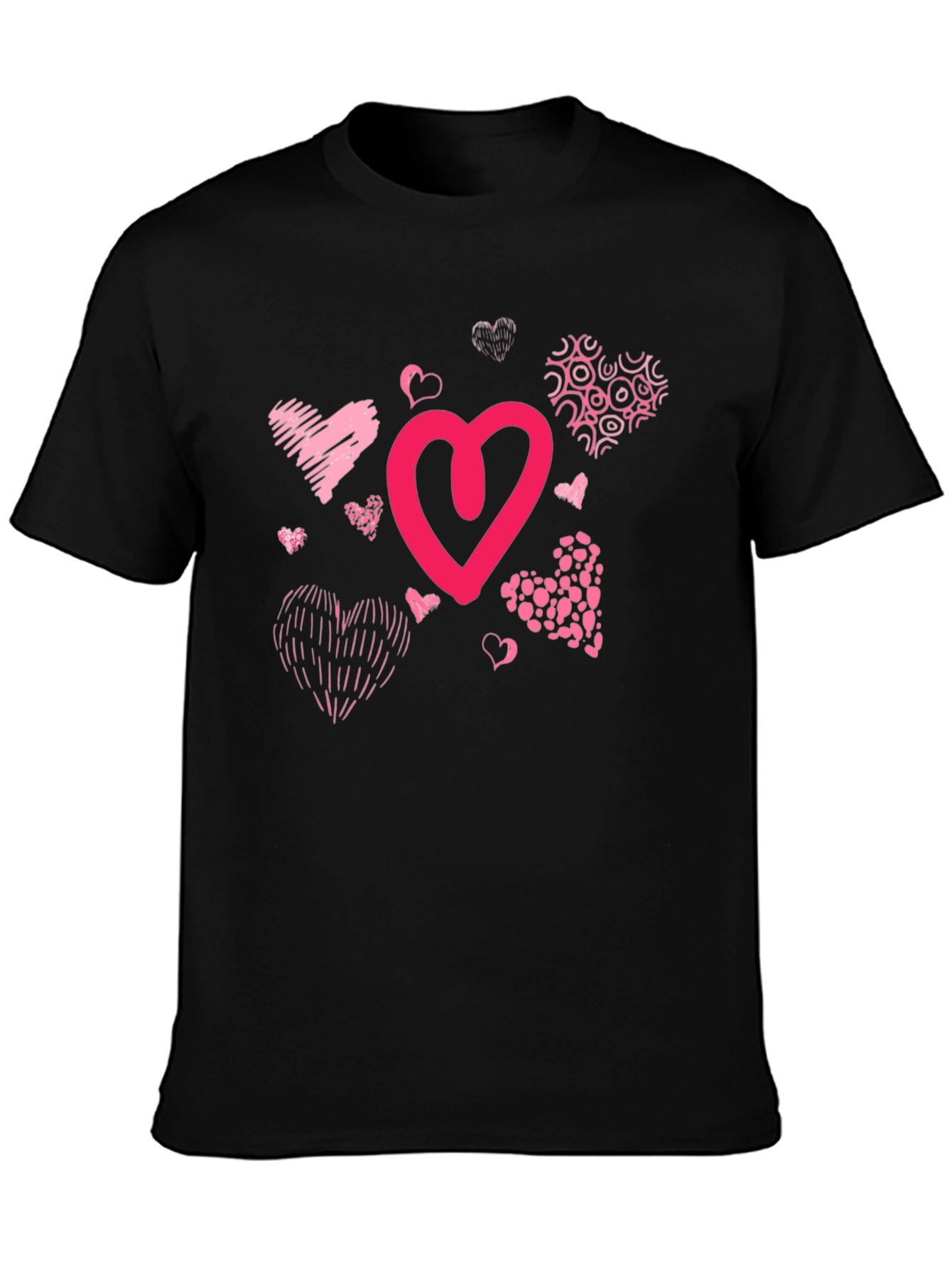 Heart Print Black T-Shirt