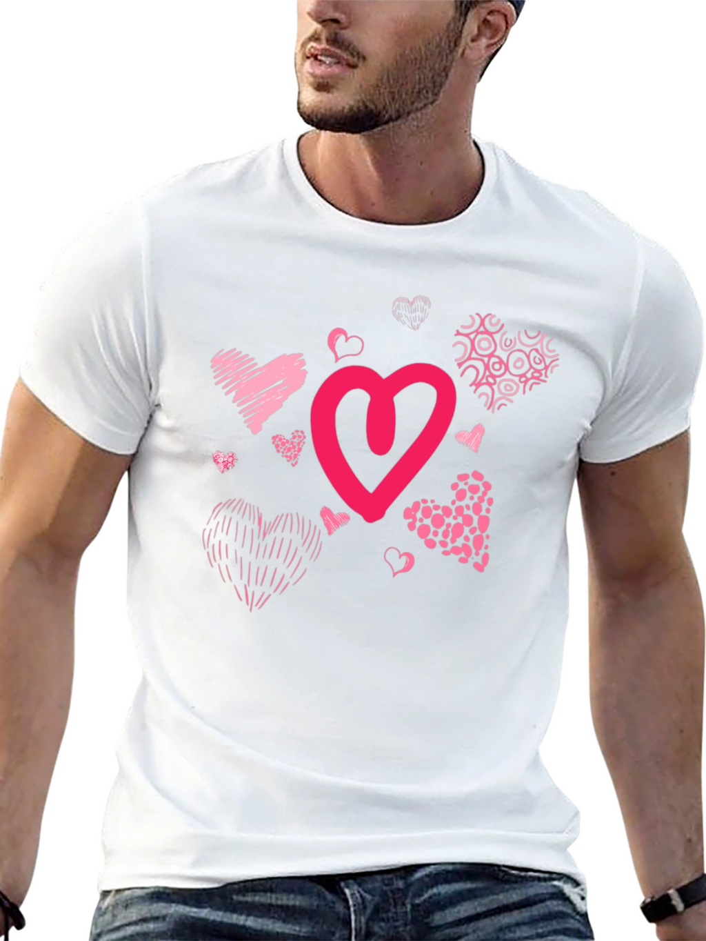 Heart Print Black T-Shirt